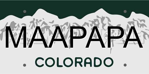 MAAPAPA Colorado License Plate