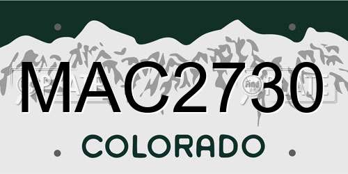 MAC2730 Colorado License Plate