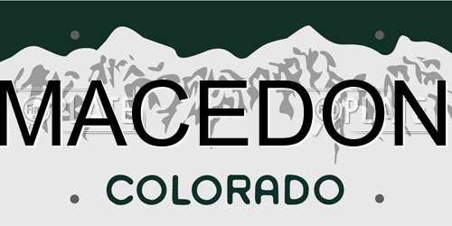 MACEDON Colorado License Plate