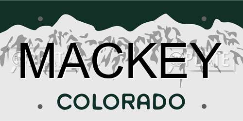 MACKEY Colorado License Plate