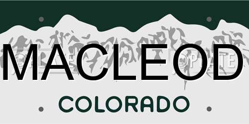 MACLEOD Colorado License Plate