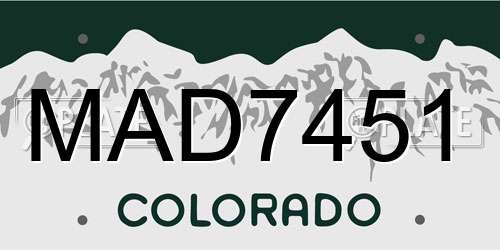 MAD7451 Colorado License Plate