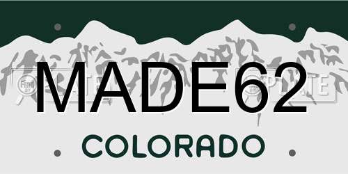 MADE62 Colorado License Plate
