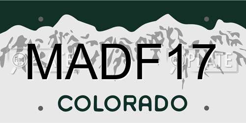 MADF17 Colorado License Plate