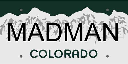 MADMAN Colorado License Plate