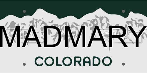 MADMARY Colorado License Plate