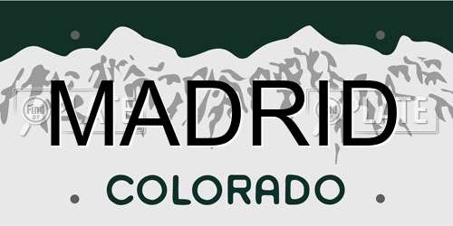 MADRID Colorado License Plate