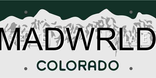 MADWRLD Colorado License Plate
