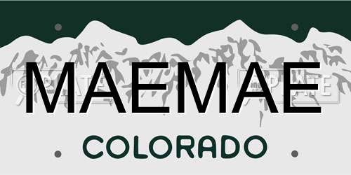 MAEMAE Colorado License Plate
