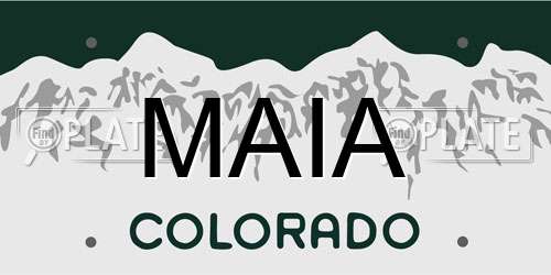 MAIA Colorado License Plate