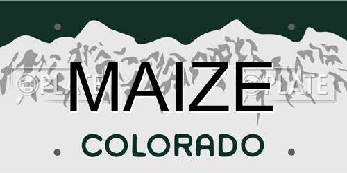 MAIZE Colorado License Plate