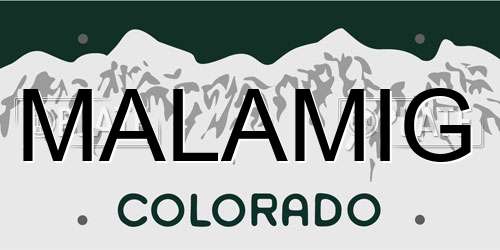 MALAMIG Colorado License Plate