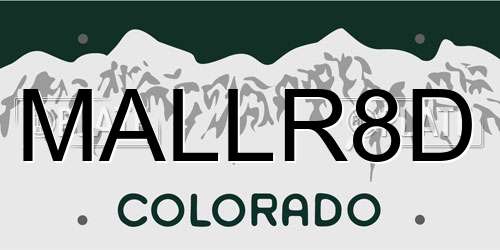 MALLR8D Colorado License Plate