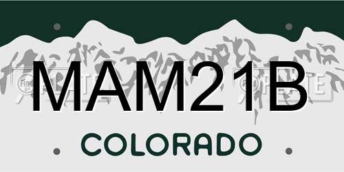 MAM21B Colorado License Plate