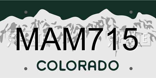MAM715 Colorado License Plate