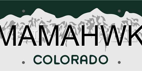 MAMAHWK Colorado License Plate