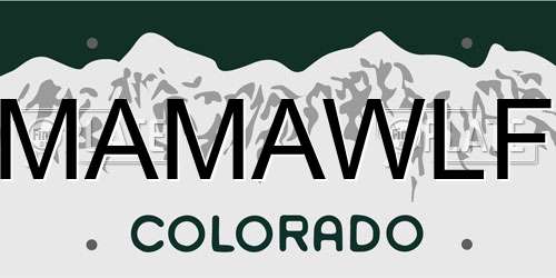 MAMAWLF Colorado License Plate