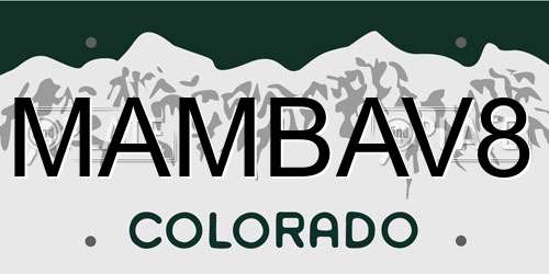 MAMBAV8 Colorado License Plate