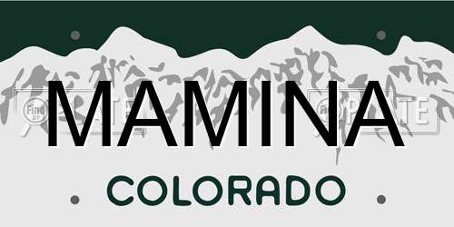 MAMINA Colorado License Plate
