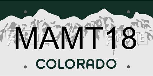 MAMT18 Colorado License Plate
