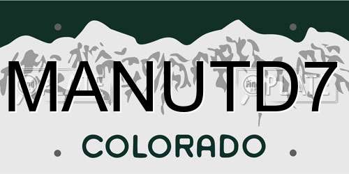 MANUTD7 Colorado License Plate