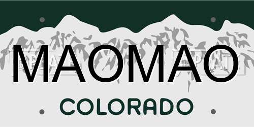 MAOMAO Colorado License Plate