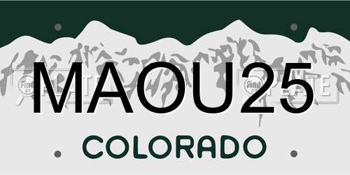 MAOU25 Colorado License Plate