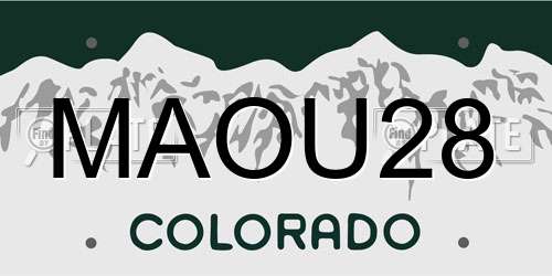 MAOU28 Colorado License Plate