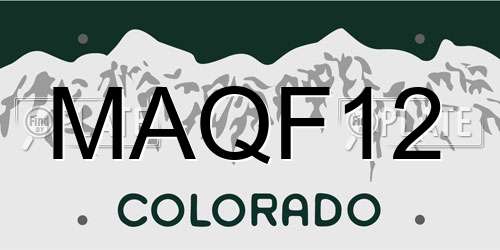 MAQF12 Colorado License Plate