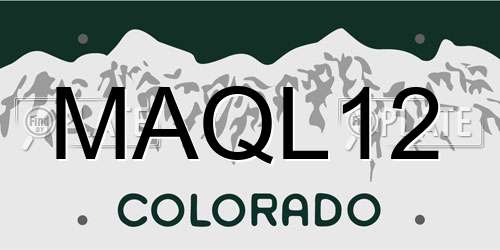 MAQL12 Colorado License Plate