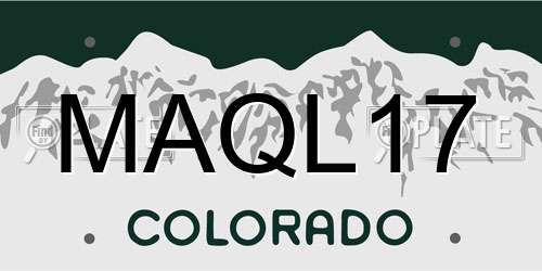 MAQL17 Colorado License Plate