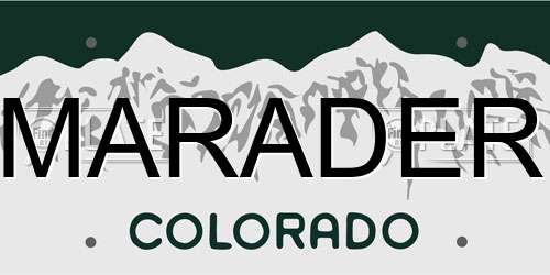 MARADER Colorado License Plate
