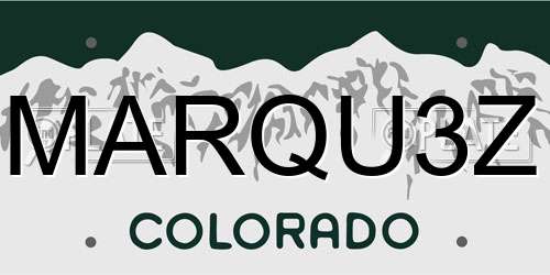 MARQU3Z Colorado License Plate