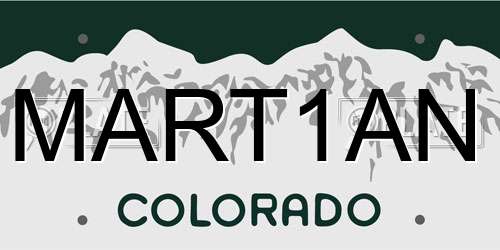 MART1AN Colorado License Plate