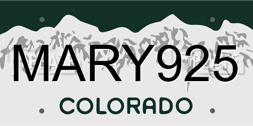 MARY925 Colorado License Plate