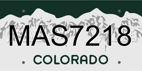 MAS7218 Colorado License Plate
