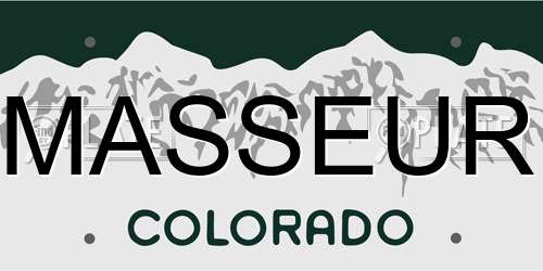 MASSEUR Colorado License Plate