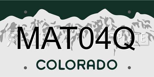 MAT04Q Colorado License Plate