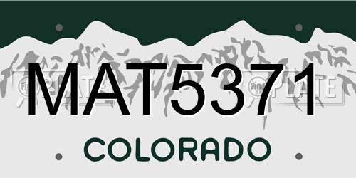 MAT5371 Colorado License Plate