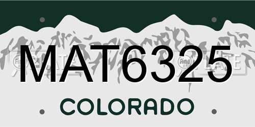 MAT6325 Colorado License Plate