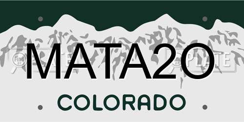 MATA2O Colorado License Plate