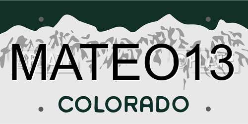 MATEO13 Colorado License Plate