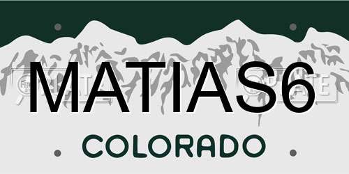 MATIAS6 Colorado License Plate