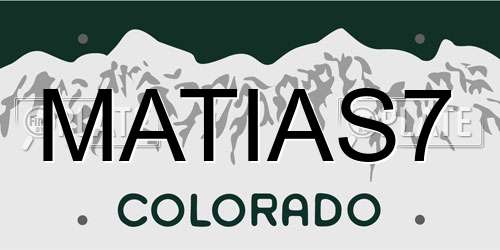 MATIAS7 Colorado License Plate
