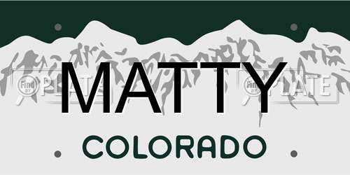 MATTY Colorado License Plate