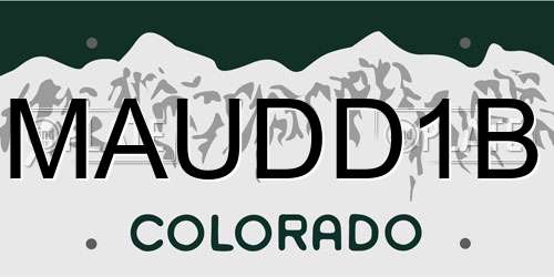 MAUDD1B Colorado License Plate