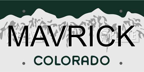 MAVRICK Colorado License Plate