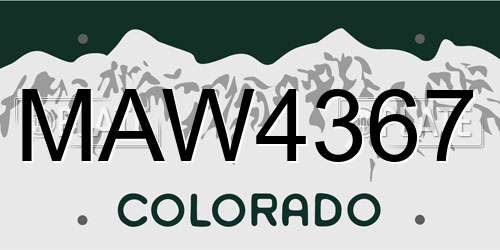 MAW4367 Colorado License Plate