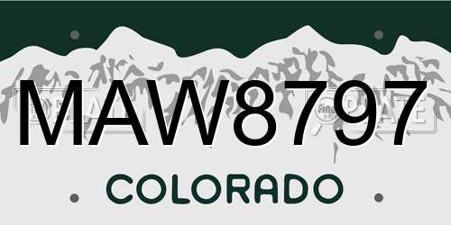 MAW8797 Colorado License Plate