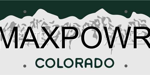 MAXPOWR Colorado License Plate
